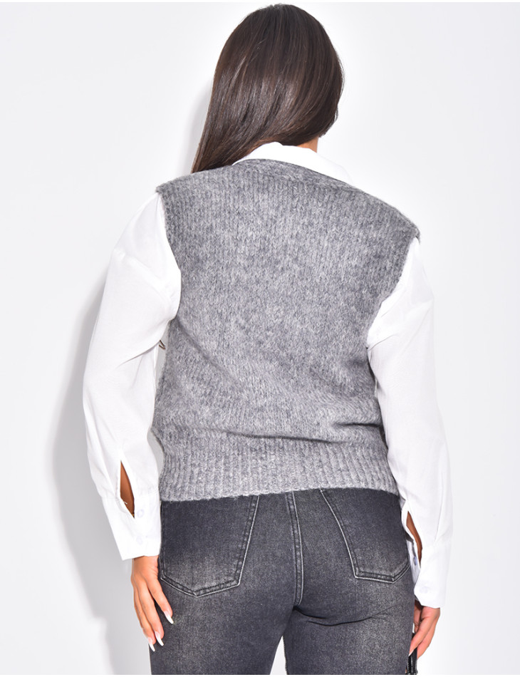 Soft wool sleeveless cardigan