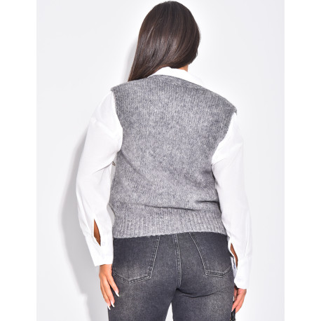 Soft wool sleeveless cardigan