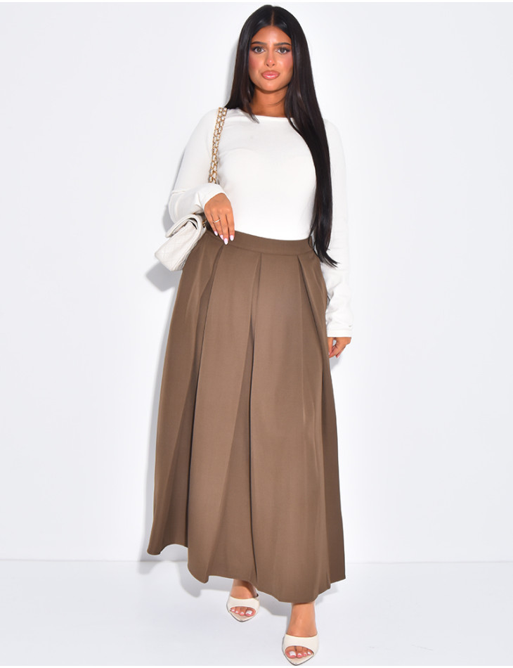 Langer Rock mit hoher Taille und Abnähern