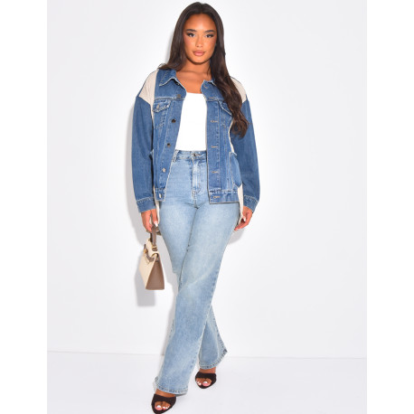 Oversize-Jeansjacke mit wattierten Einsätzen