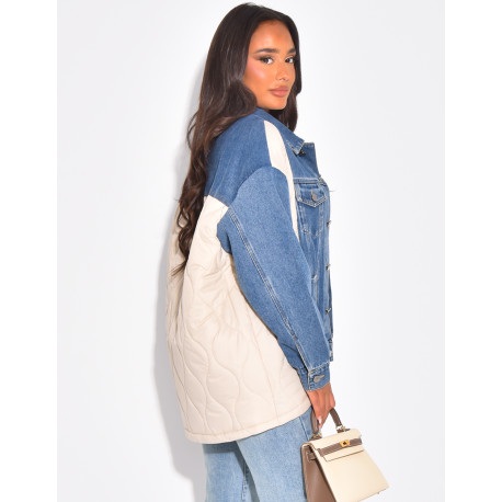 Oversize-Jeansjacke mit wattierten Einsätzen