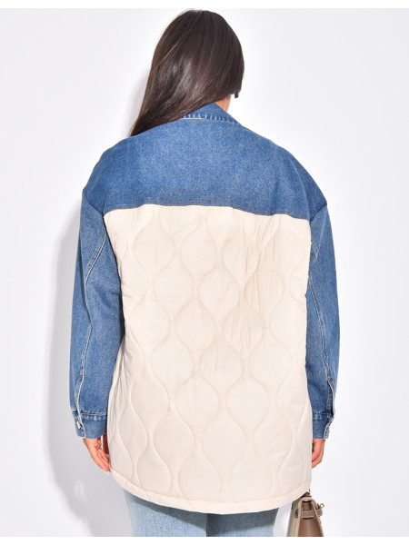 Oversize-Jeansjacke mit wattierten Einsätzen