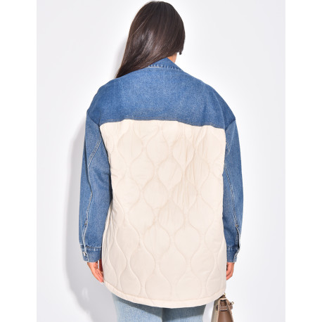 Oversize-Jeansjacke mit wattierten Einsätzen