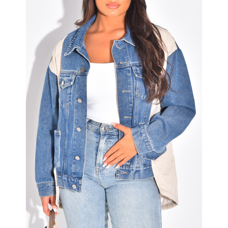 Oversize-Jeansjacke mit wattierten Einsätzen