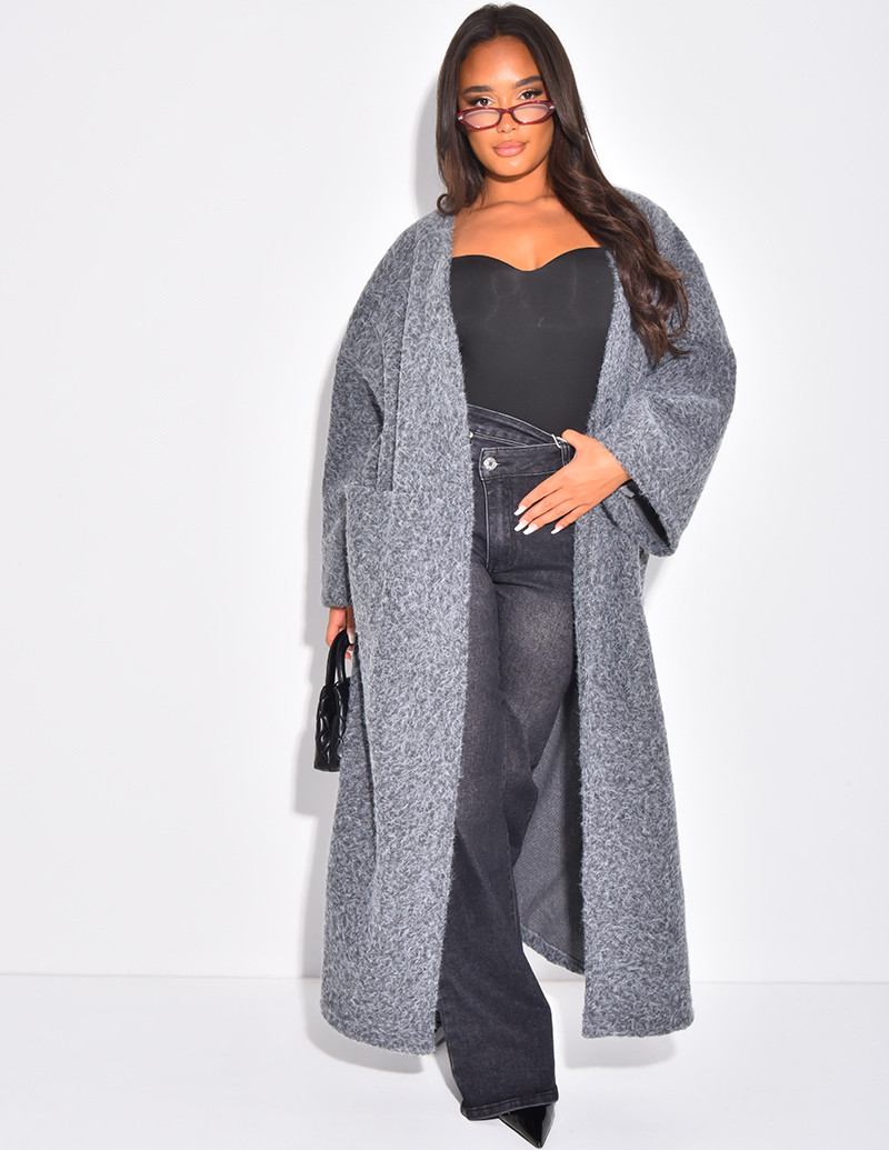 Oversized mottled wool coat
