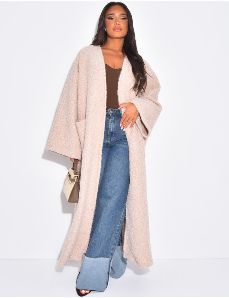 Oversized mottled wool coat