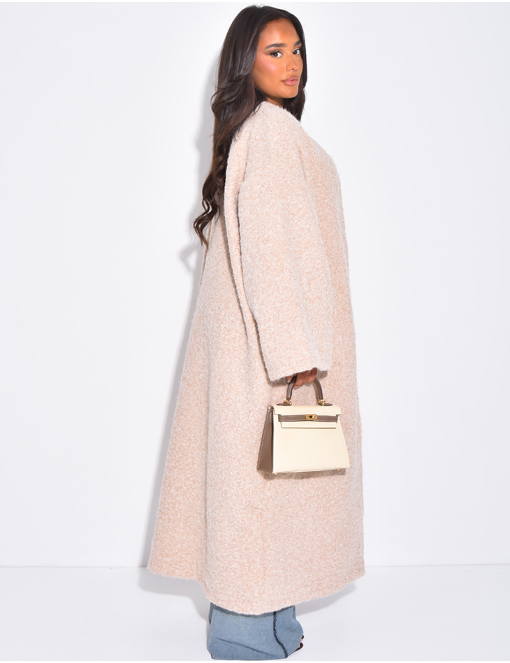 Oversized mottled wool coat