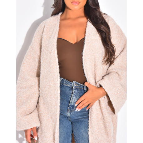 Oversized mottled wool coat