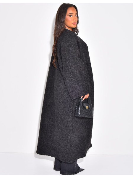 Oversized mottled wool coat
