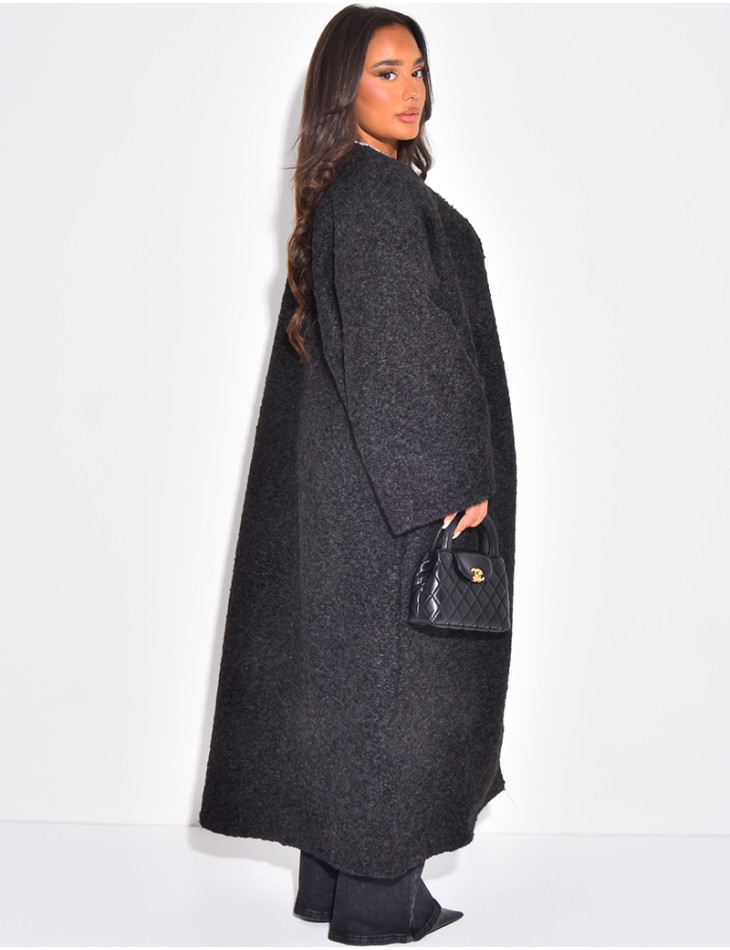 Oversized mottled wool coat