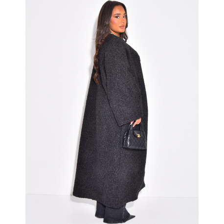 Oversized mottled wool coat