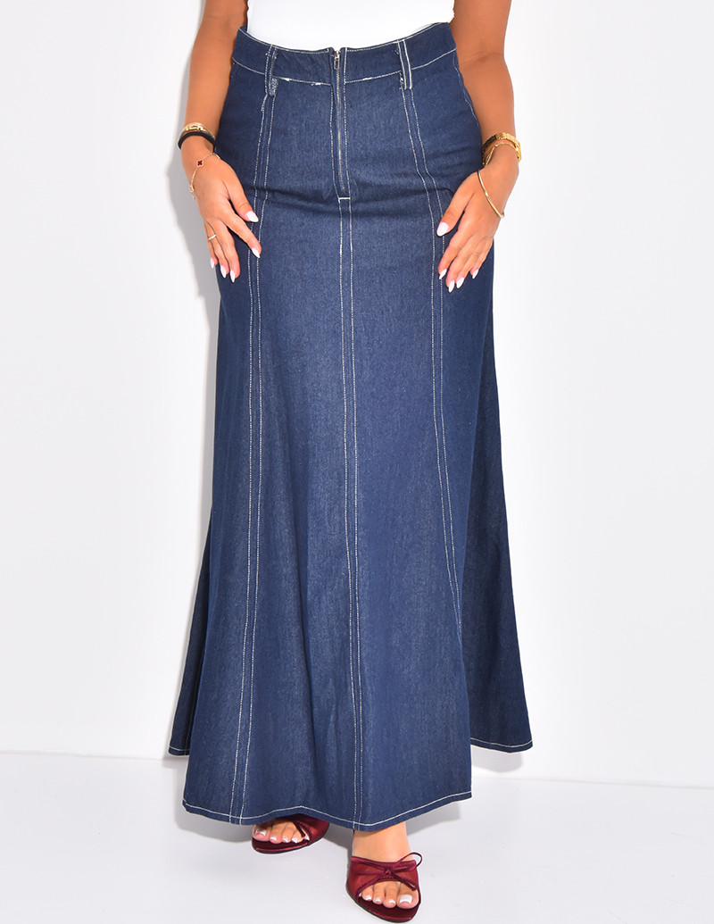 Jupe longue en jeans taille...