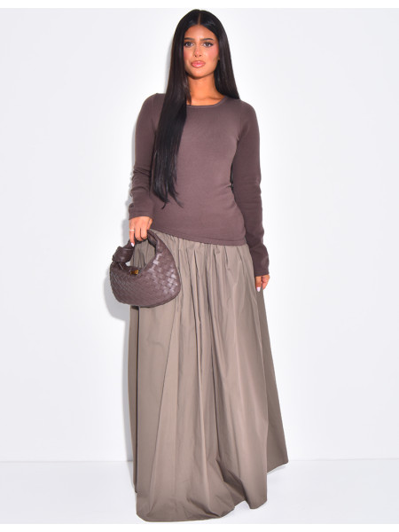 Long puffed cotton skirt