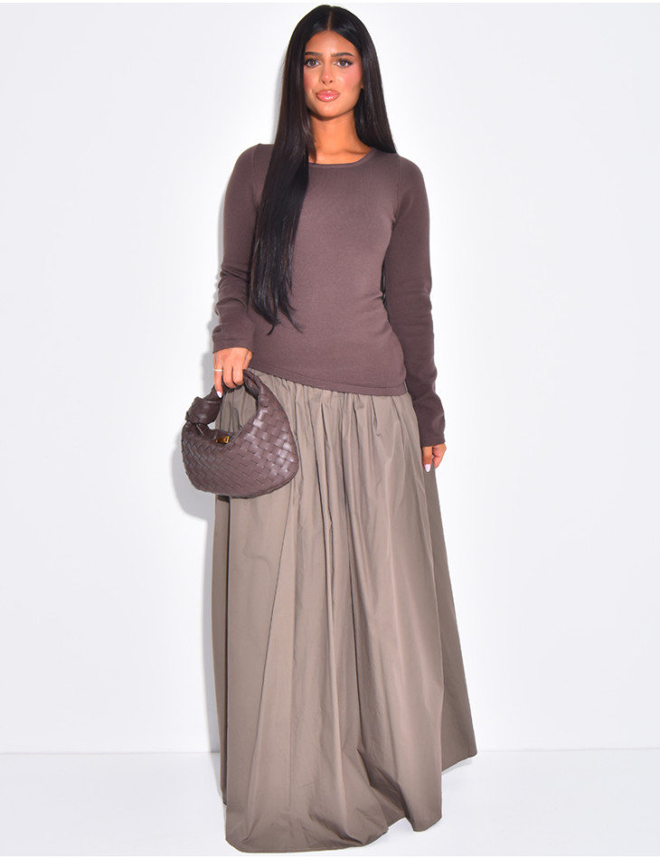 Long puffed cotton skirt