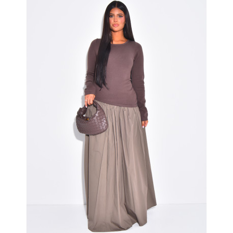 Long puffed cotton skirt