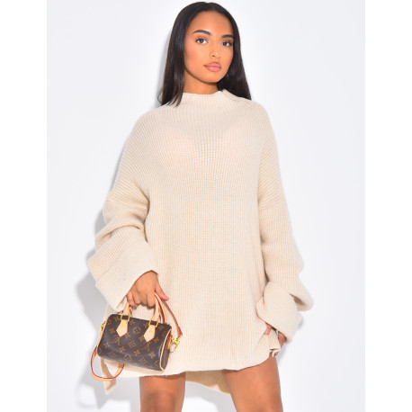 Pull oversize col montant en maille épaisse