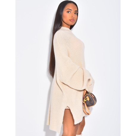 Pull oversize col montant en maille épaisse