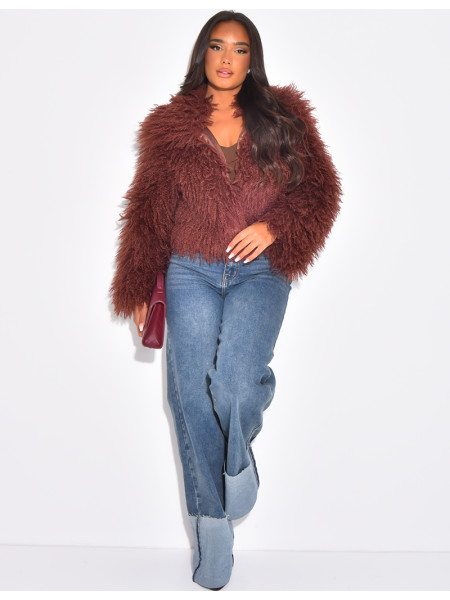 Manteau court à fourrure fluffy