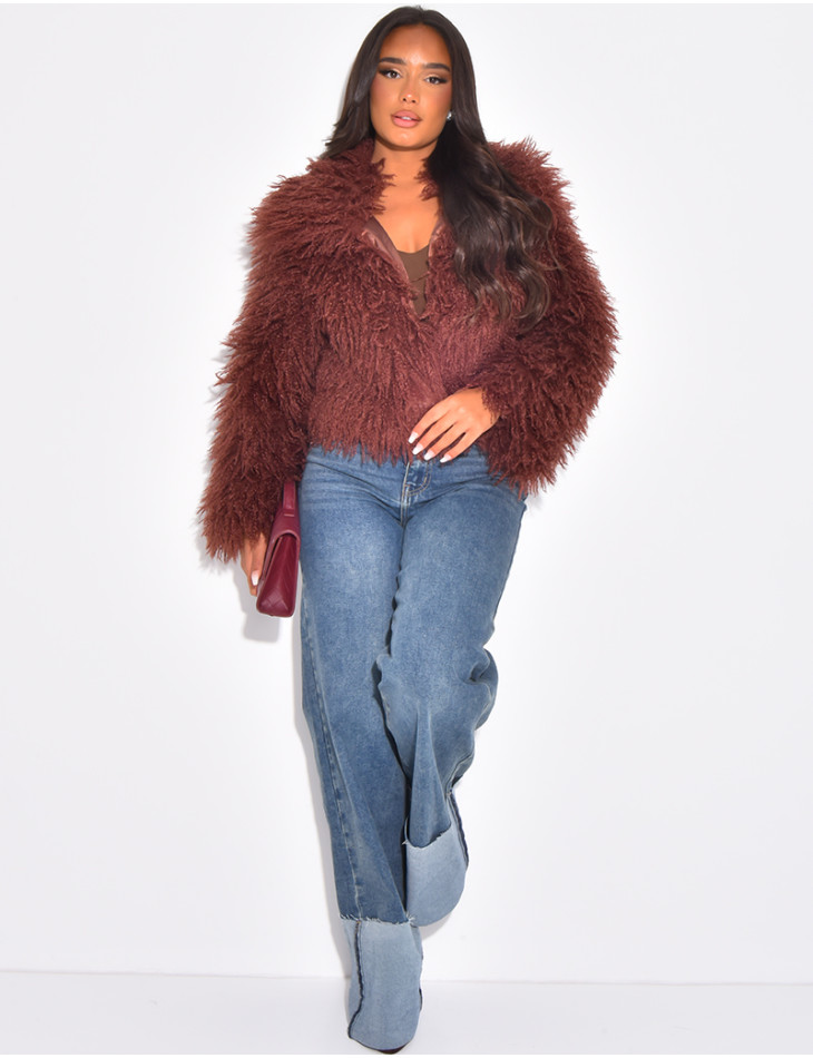 Manteau court à fourrure fluffy