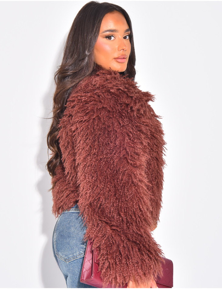 Manteau court à fourrure fluffy