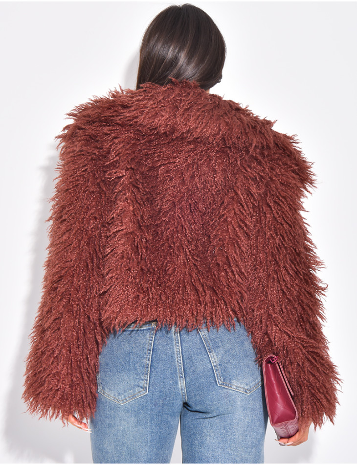 Manteau court à fourrure fluffy