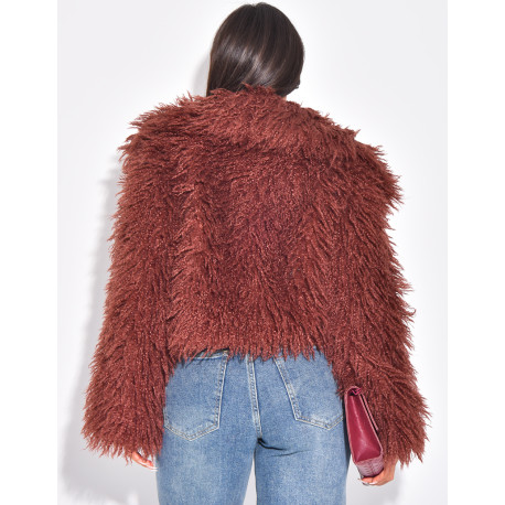 Manteau court à fourrure fluffy