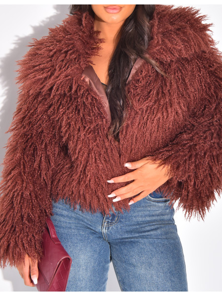 Manteau court à fourrure fluffy