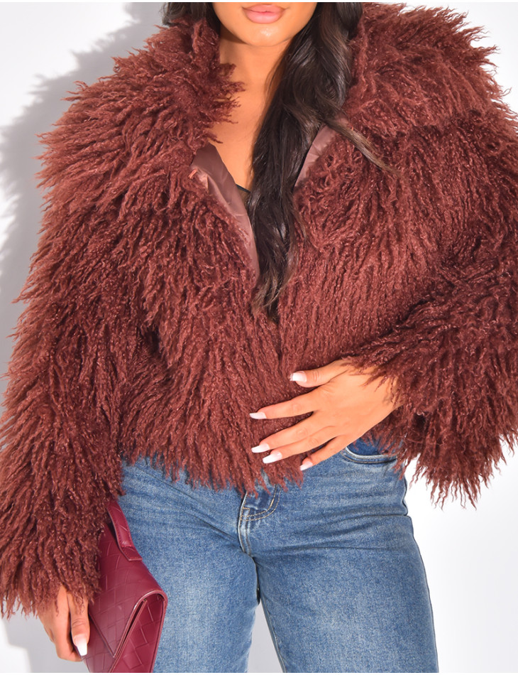 Manteau court à fourrure fluffy
