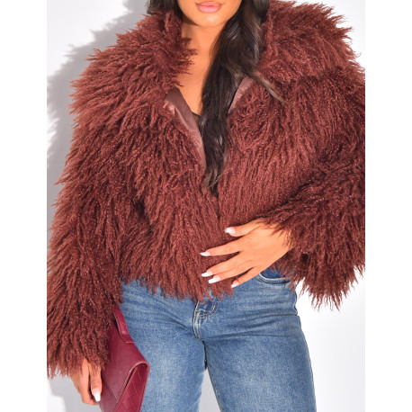 Manteau court à fourrure fluffy
