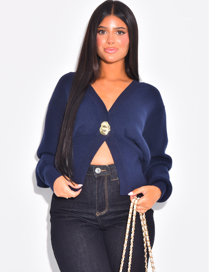 Gilet en laine premium à bouton doré