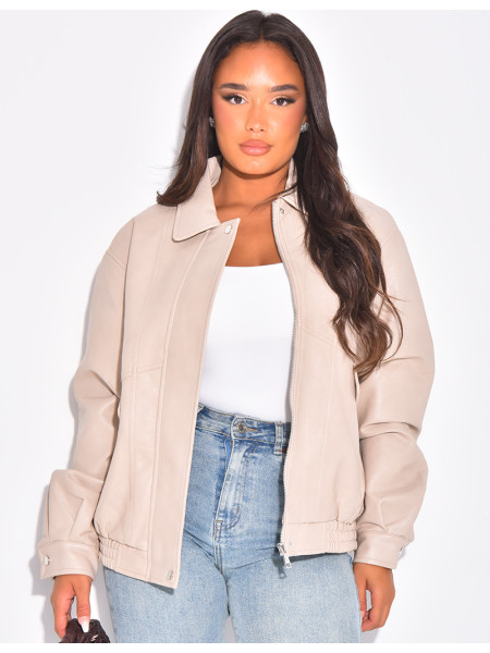 Oversized bomber jackets in thick faux leather