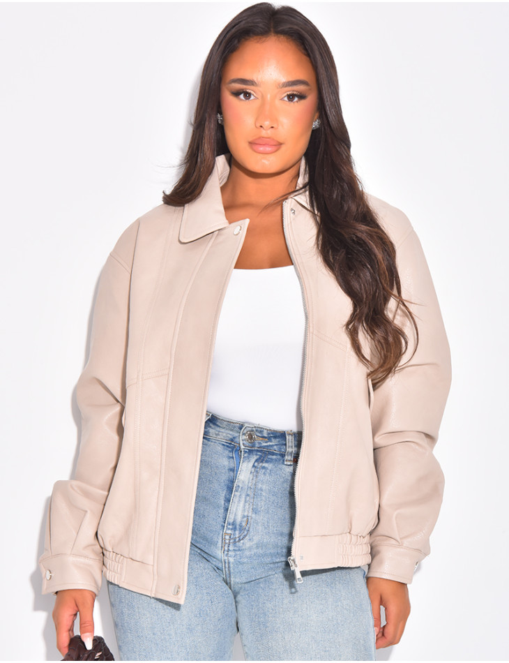 Oversized bomber jackets in thick faux leather