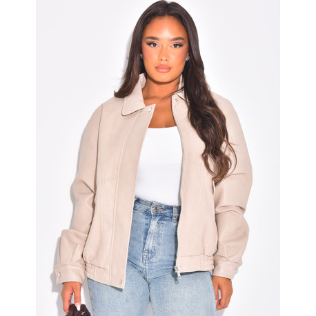 Oversized bomber jackets in thick faux leather