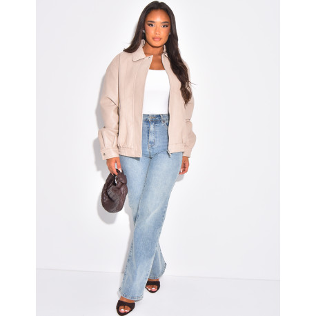 Oversized bomber jackets in thick faux leather