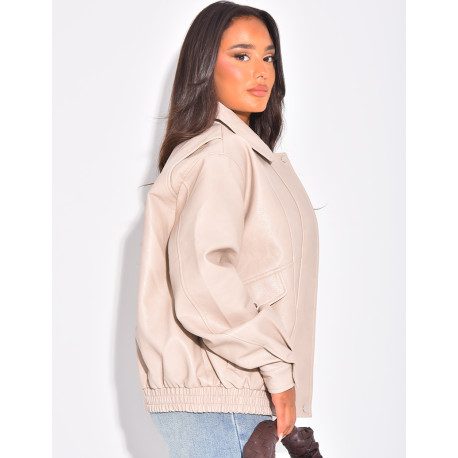 Oversized bomber jackets in thick faux leather