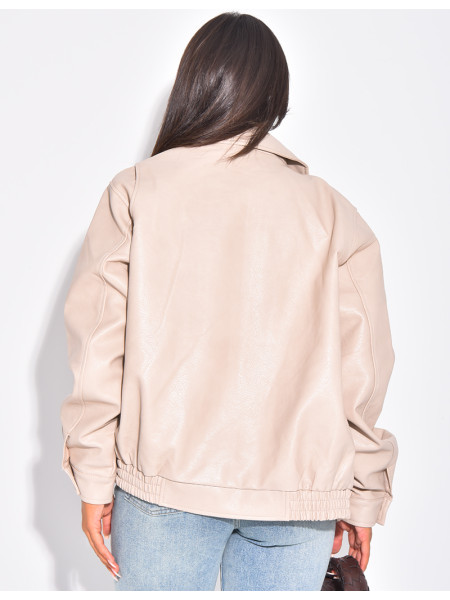 Oversized bomber jackets in thick faux leather