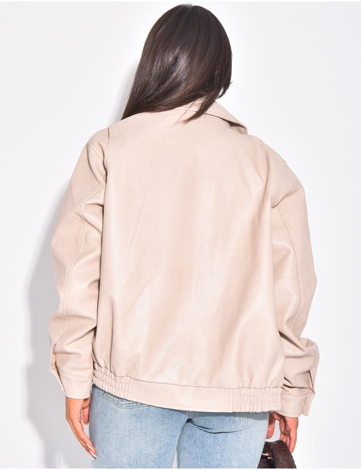 Oversized bomber jackets in thick faux leather