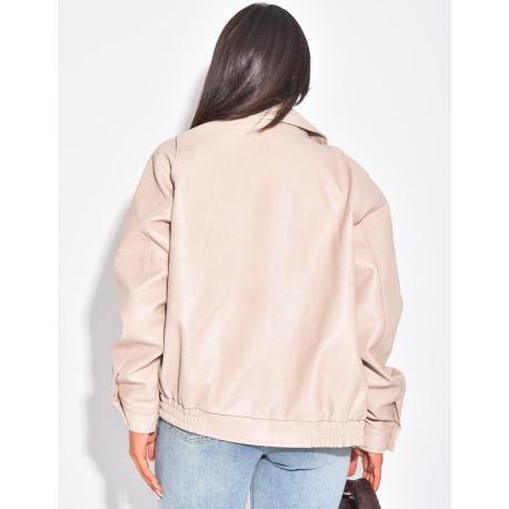 Oversized bomber jackets in thick faux leather
