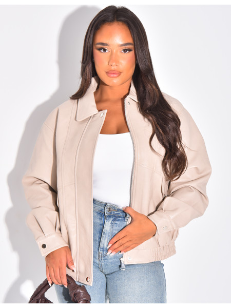 Oversized bomber jackets in thick faux leather