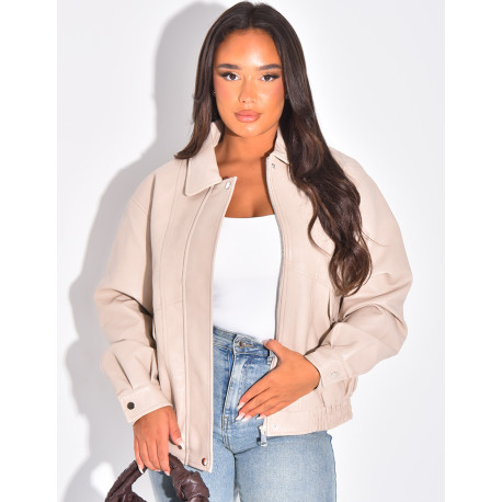 Oversized bomber jackets in thick faux leather