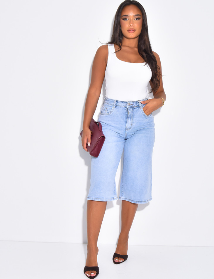 Bermudashorts aus blauem Stretch-Denim