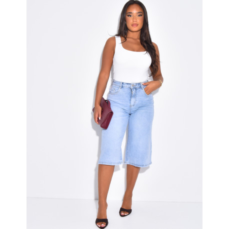 Bermudashorts aus blauem Stretch-Denim