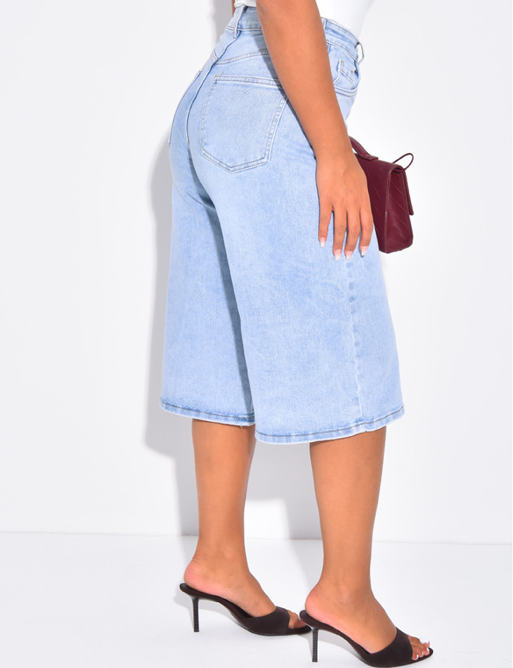 Bermudashorts aus blauem Stretch-Denim