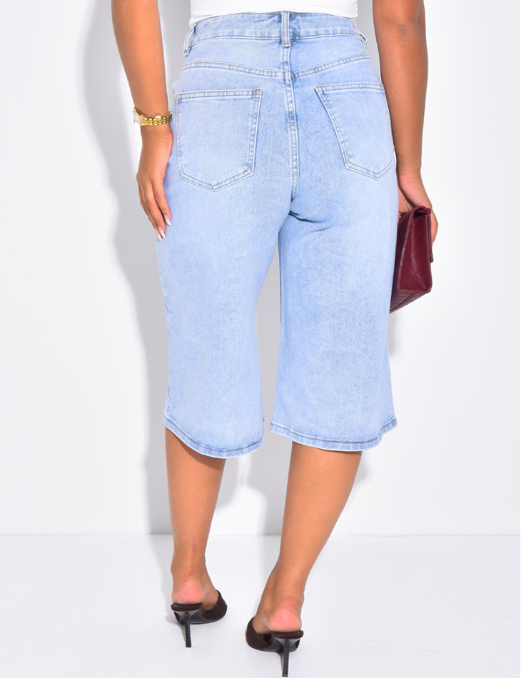 Bermudashorts aus blauem Stretch-Denim