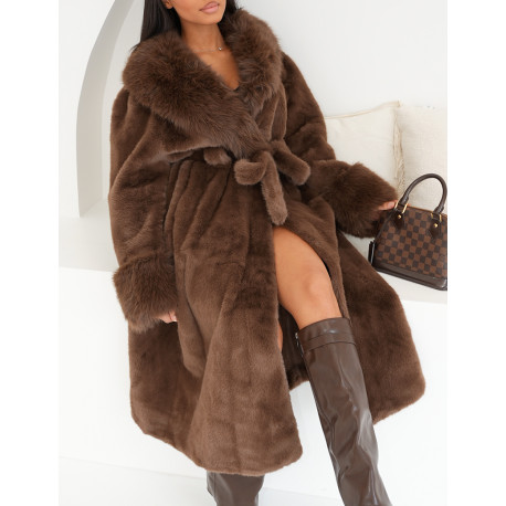 Manteau en fausse fourrure à ceinture
