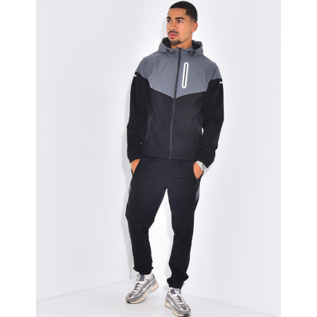 Ensemble fin bi-color pantalon et veste à capuche