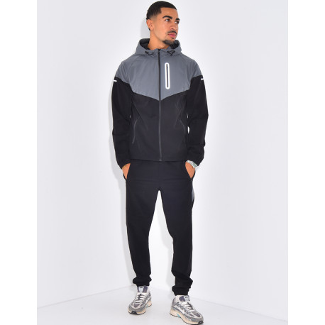 Ensemble fin bi-color pantalon et veste à capuche