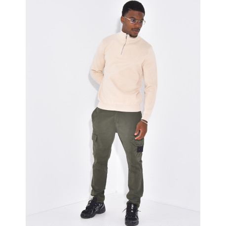 Pull fin à col zippé