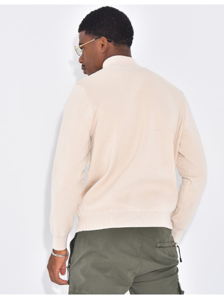 Pull fin à col zippé