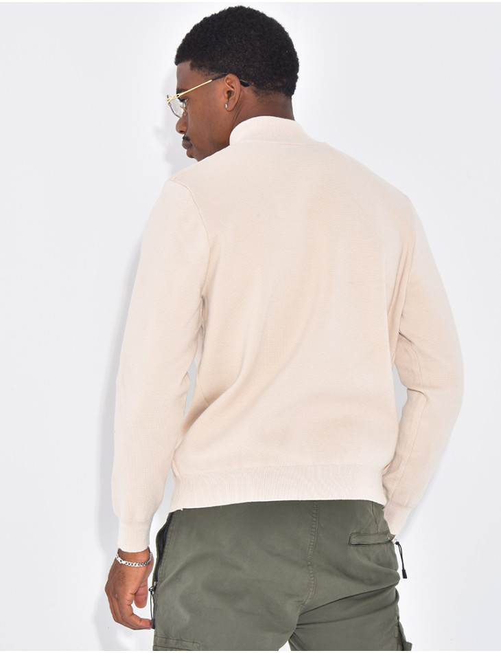 Pull fin à col zippé